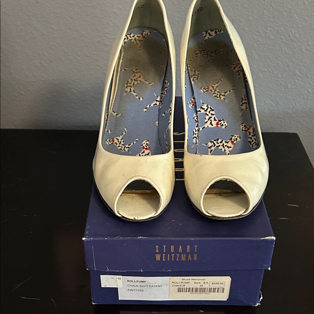 Stuart Weitzman Off-White Peep Toe Heels